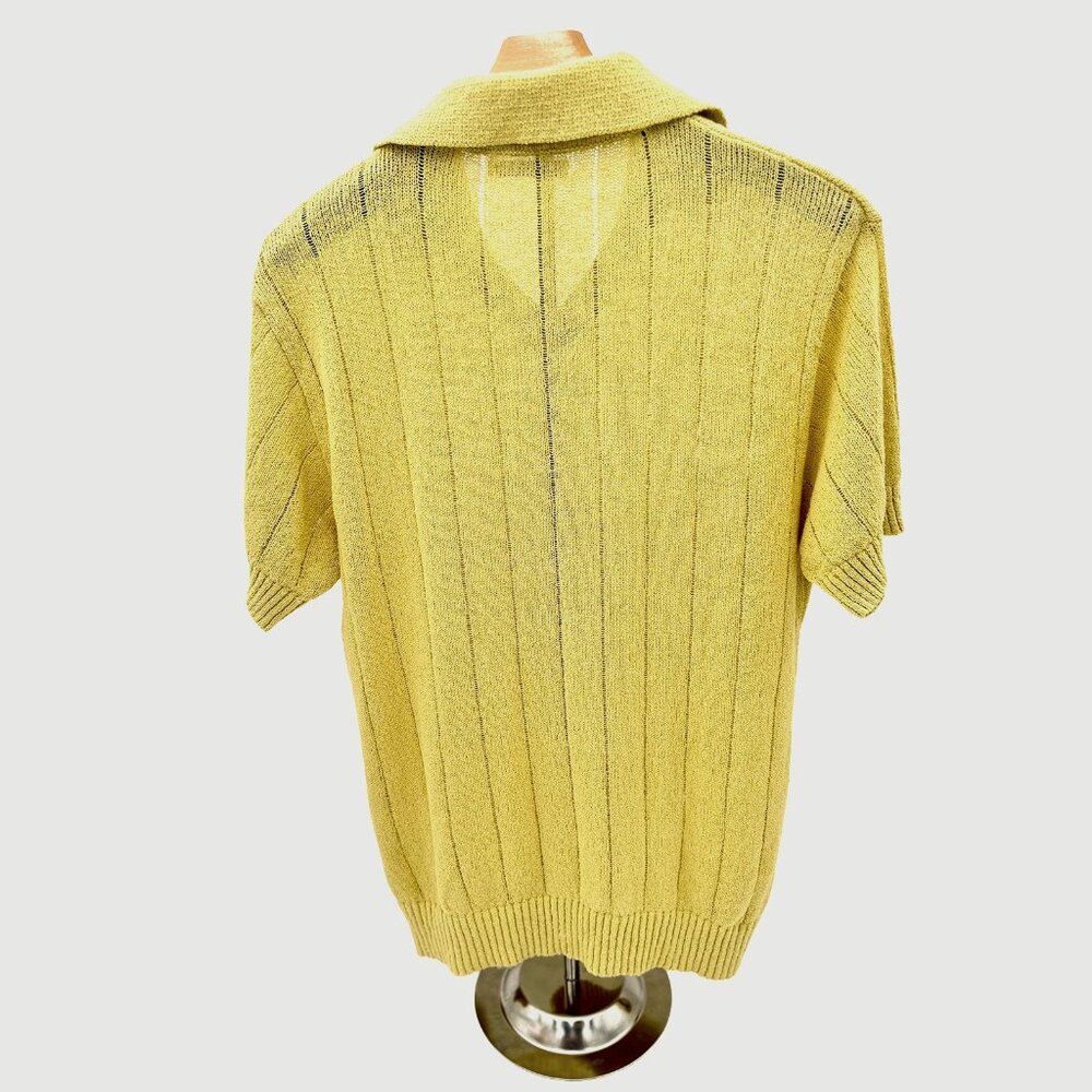 Zara Men’s Yellow V-Neck Short Sleeve Sweater - Picture 3 of 3